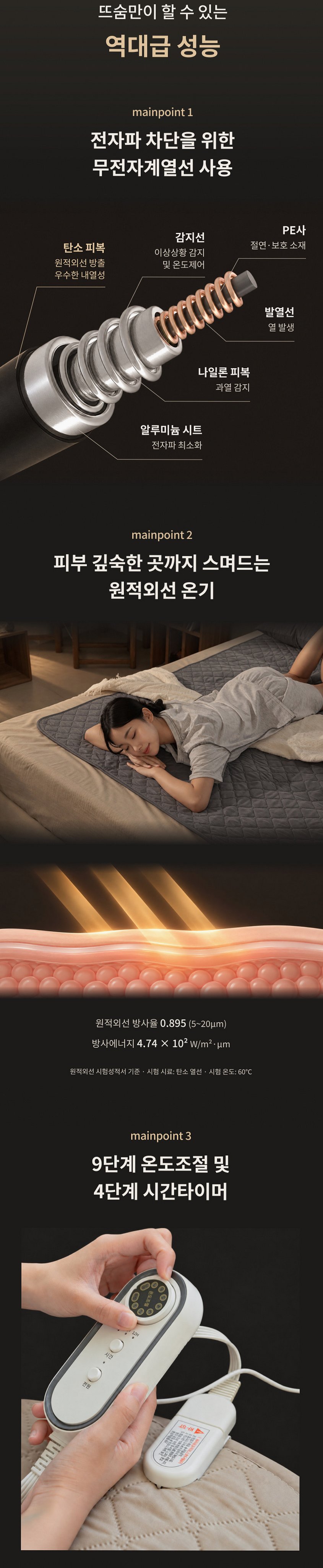 뜨숨 1인용 전기매트 싱글 전기장판 캠핑 탄소매트 카본 전기요 차콜